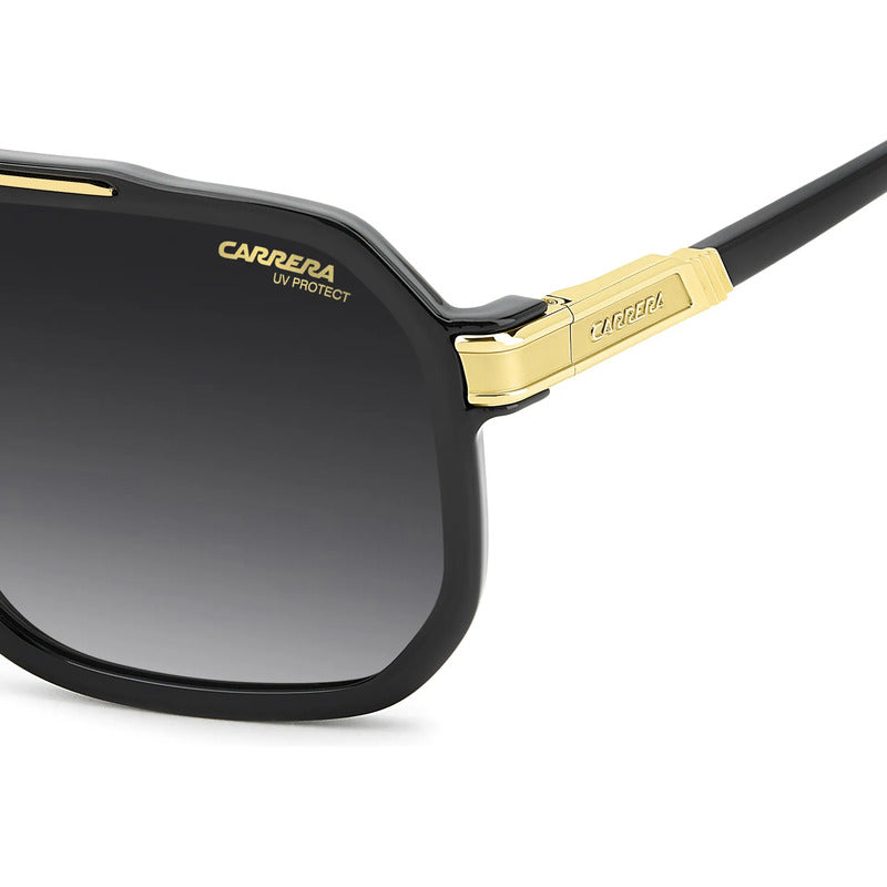 Lentes Carrera Solar Diseño Moderno Con Logo C Frontal 1077s Único Negro Dorado