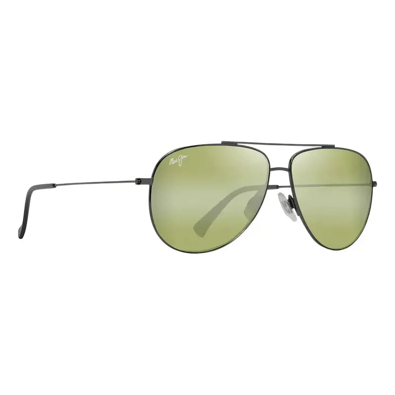 Lentes De Sol Maui Jim Polarizados, Ht674-17a, Armazón Aviador Rutenio Oscuro Negro Verde Rutenio Oscuro Brillante