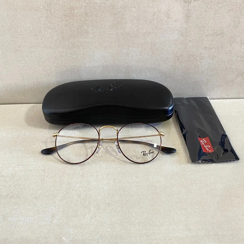 Armazón Ray-ban Redondo Metálico Progresivos Ok Rx3447v 3188 Habana/dorado- Mate