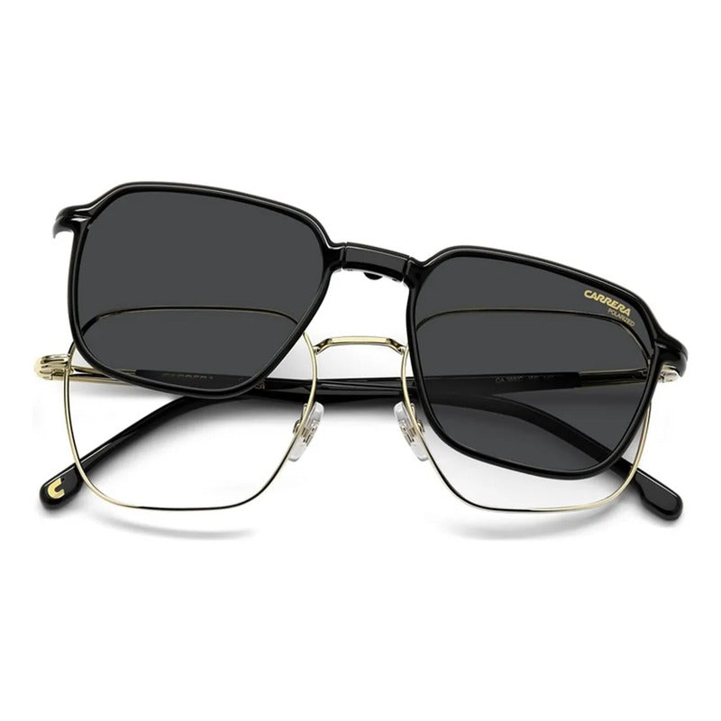 Montura Carrera Cuadrada Con Clip Plegable Polarizado Ca 388 Dorado