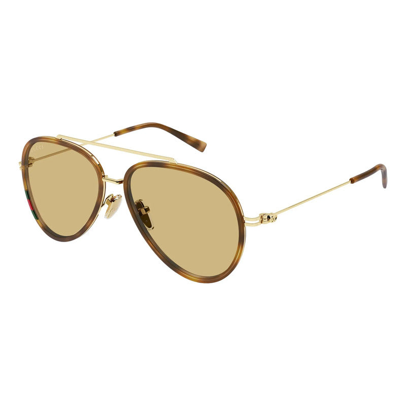 Gafas Sol Gucci Lentes Amarillas Aviador Exclusivos Gg1981s Único Dorado Naranja Claro Marrón Claro
