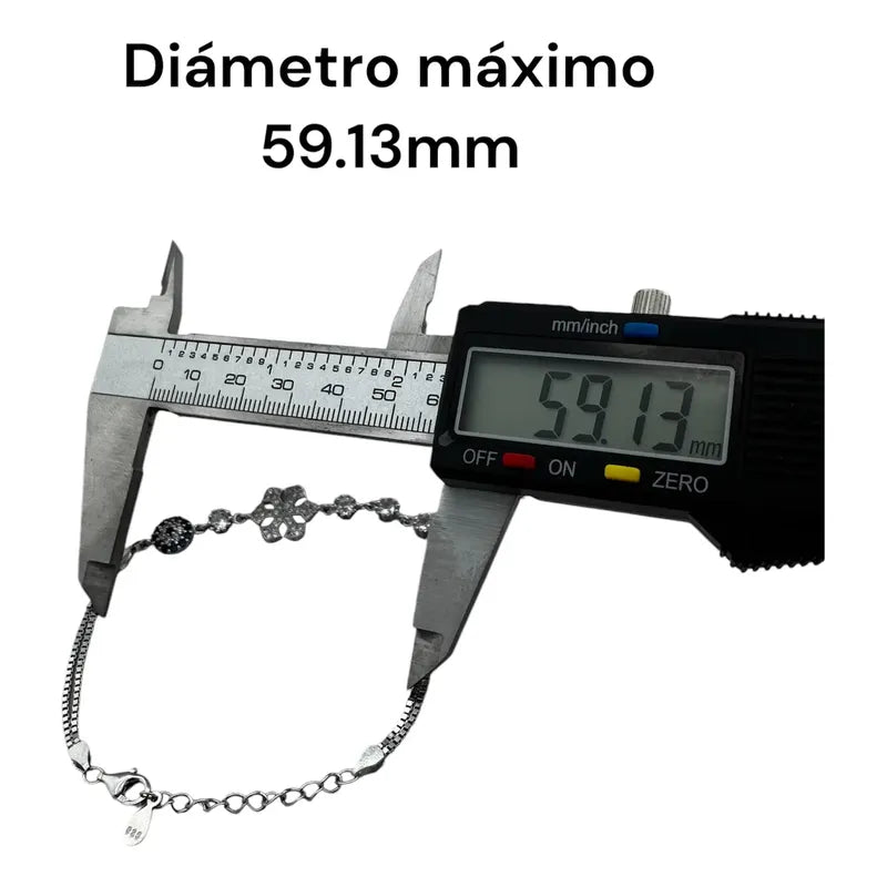 Pulsera/tobillera Plata 925 Incrustaciones Zirconia Modelo2 Plateado 5 Cm 20 Cm