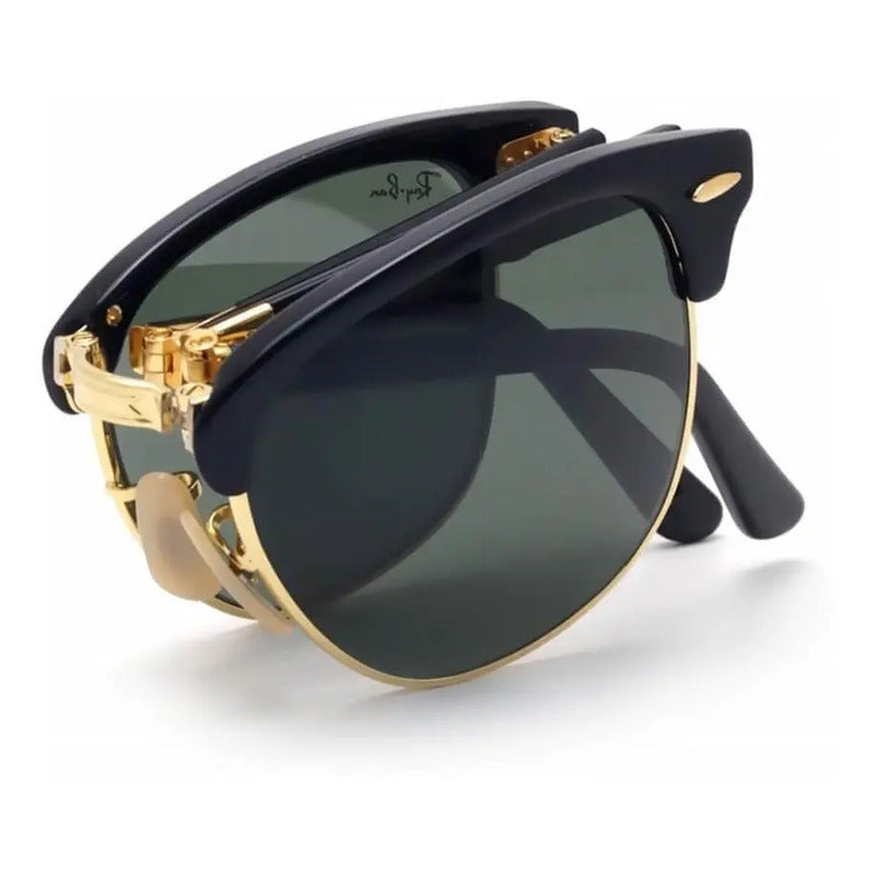 Lentes De Sol Ray Ban Folding Doblables Nuevos Rb2176, 901 Único Verde Oscuro Negro Con Dorado