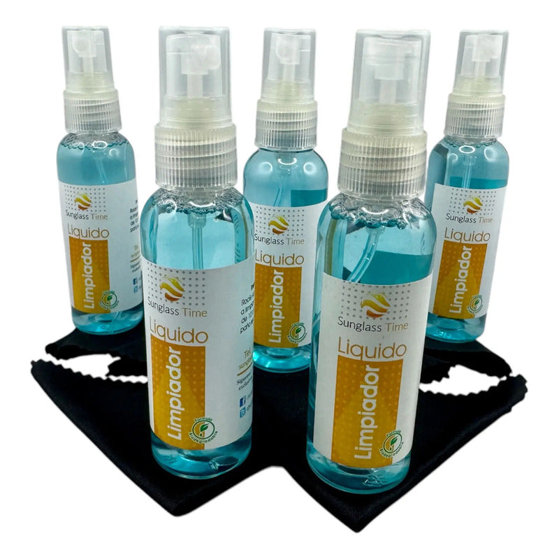 Liquido Limpiador Lentes De Sol O Vista 5 Pzs + 5 Microfibra