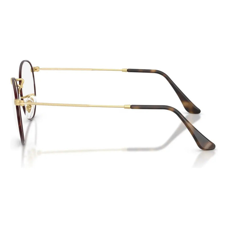 Armazón Ray-ban Redondo Metálico Progresivos Ok Rx3447v 3188 Habana/dorado- Mate