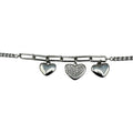 Pulsera/tobillera Plata 925 Dije Corazones Zirconias Modelo5 Plateado 6.1 Cm 20 Cm