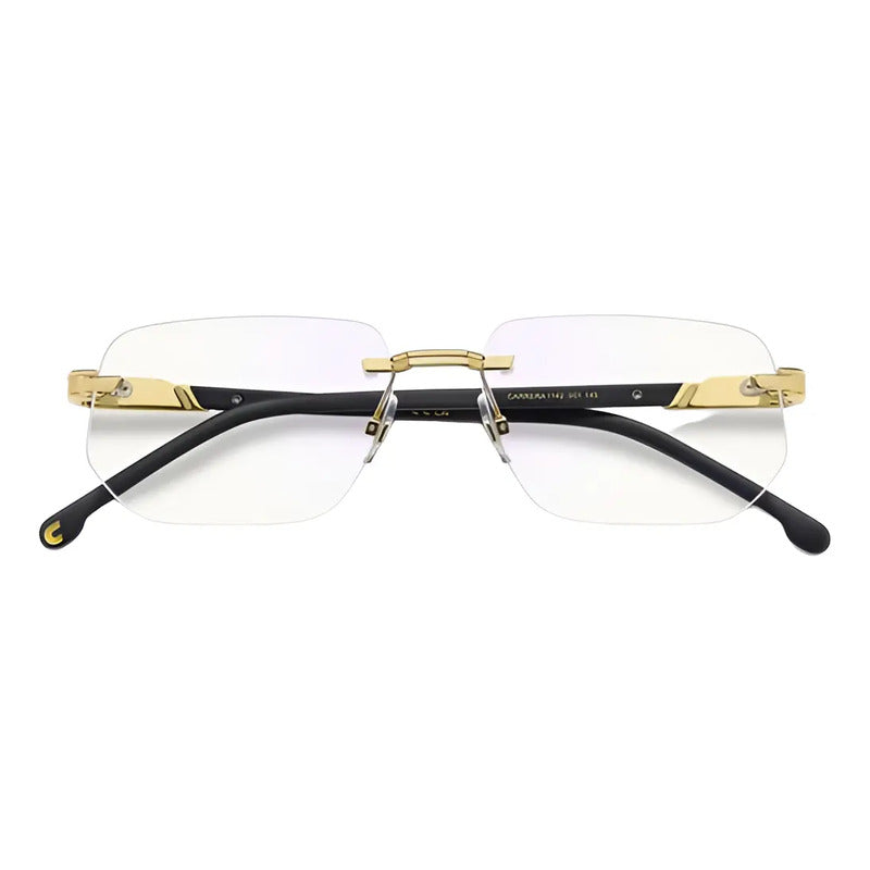 Armazón Carrera 1142 Rectangular Para Hombre, En Metal Dorado