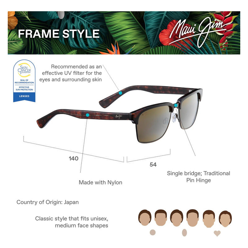 Maui Jim Kawika Modelo Clásico Icónico Polarizado H257-16c Único Marrón