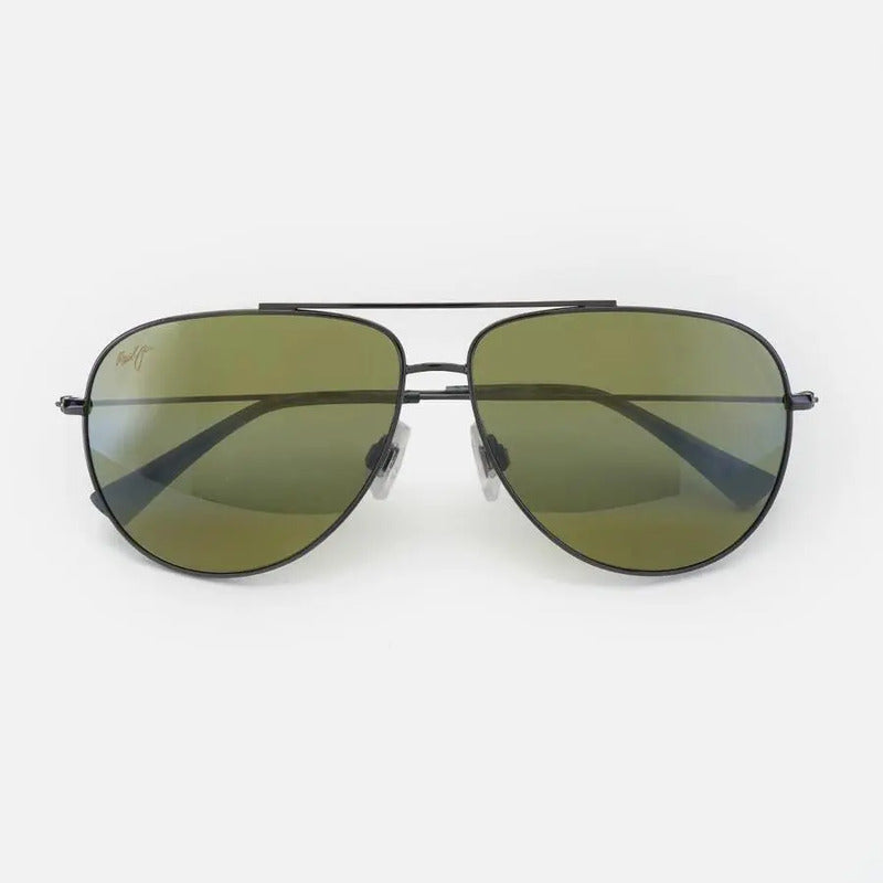 Gafas De Sol Maui Jim Hauoli Xl | Polarizados Uv Ht674-17a Único Verde Claro Negro